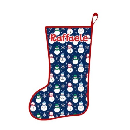 Calza befana personalizzata con nome pupazzi di neve Natale