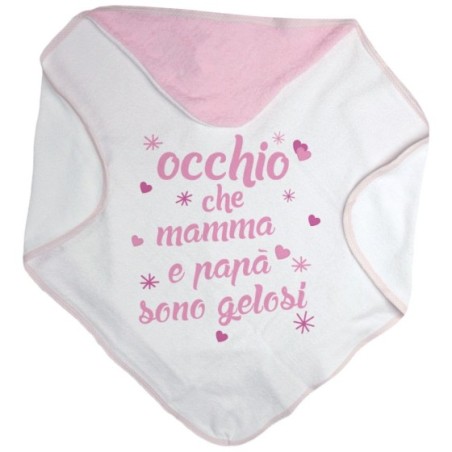 Accappatoio neonato occhio che mamma e papà sono gelosi con cuori e stelle Per la famiglia