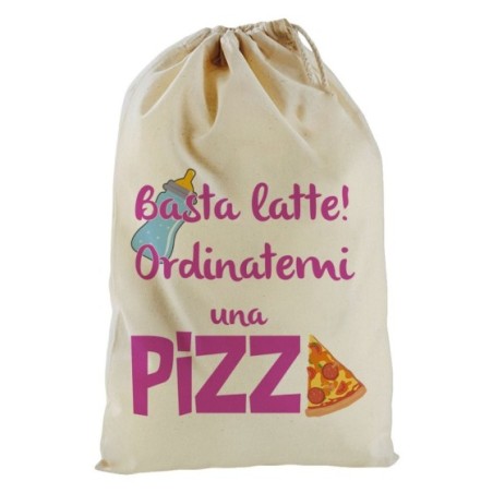 Sacchetto nascita bimbo basta latte ordinatemi una pizza