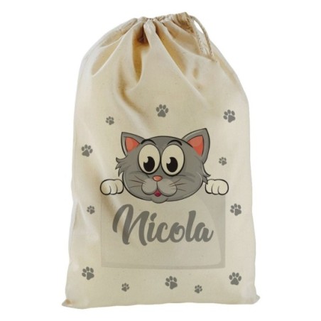 Sacchetto nascita bimbo personalizzato con nome baby gattino