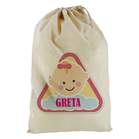 Sacchetto nascita bimbo personalizzato con nome alert baby Divertenti