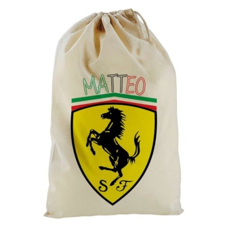 Sacchetto nascita bimbo personalizzato con nome ferrari