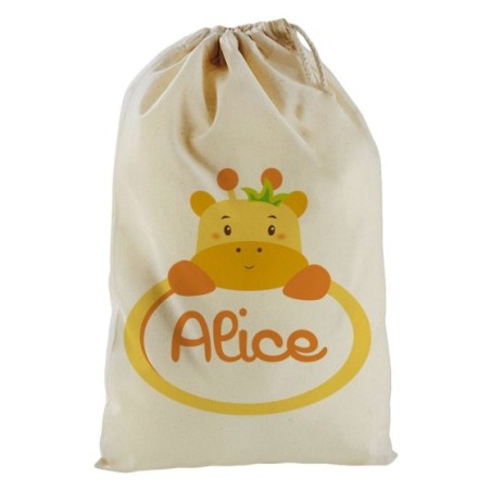 Sacchetto nascita bimba personalizzato con nome giraffa