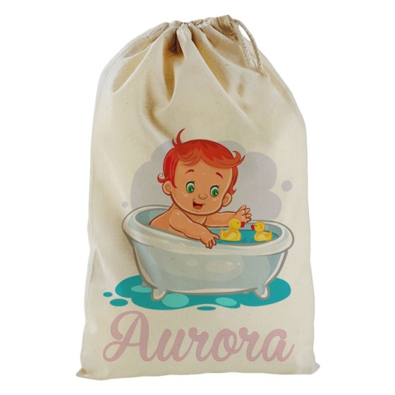 Sacchetto nascita bimba personalizzato con nome bimba con paperelle Divertenti