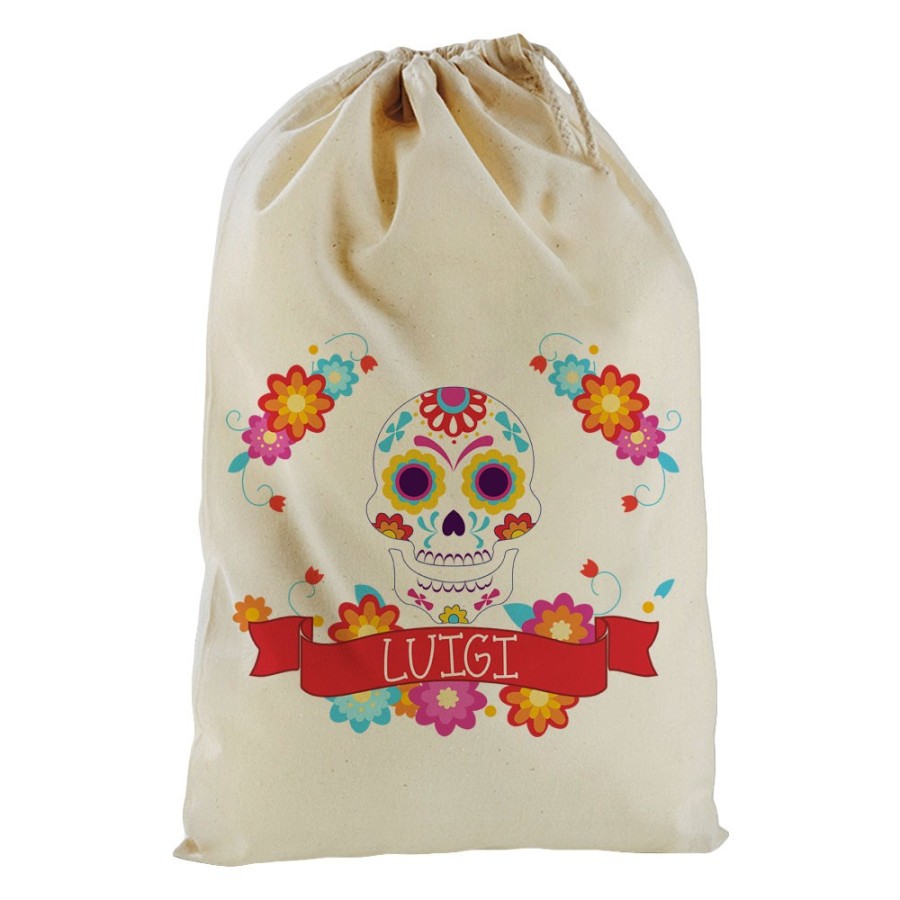 Sacchetto nascita bimbo personalizzato con nome flower skull Divertenti