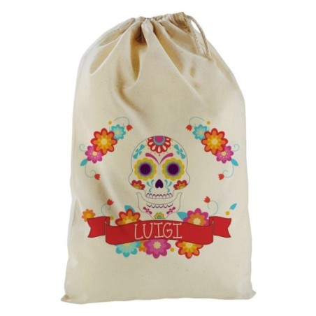Sacchetto nascita bimbo personalizzato con nome flower skull