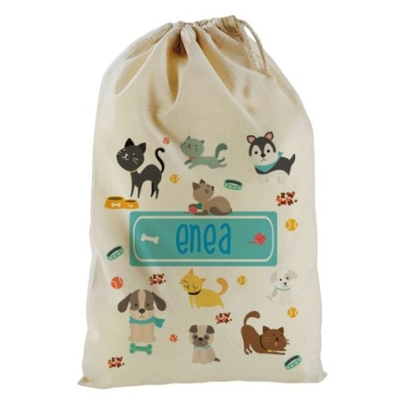 Sacchetto nascita bimbo personalizzato con nome gattini e...