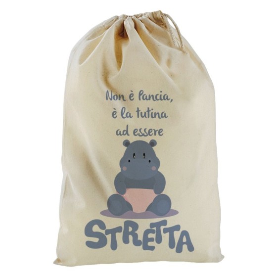 Sacchetto nascita bimbo non è pancia è la tutina ad essere stretta ippopotamo Divertenti