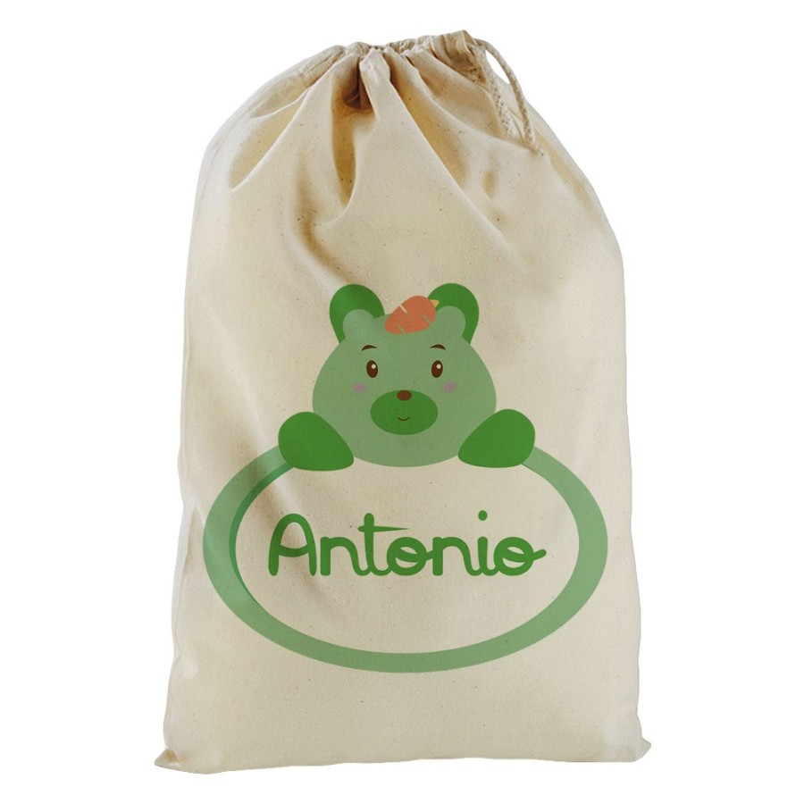 Sacchetto nascita bimbo personalizzato con nome castoro Divertenti