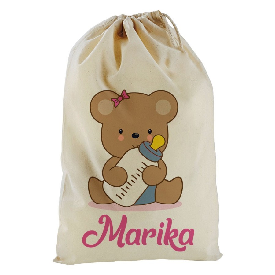 Sacchetto nascita bimbo personalizzato con nome baby bear Divertenti