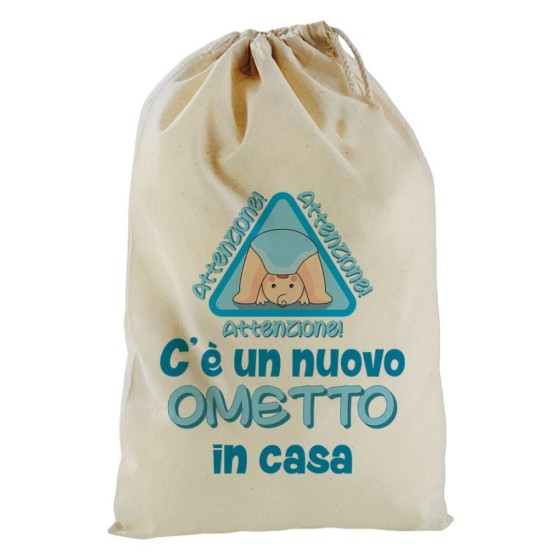 Sacchetto nascita bimbo attenzione c'è un nuovo ometto in casa Divertenti