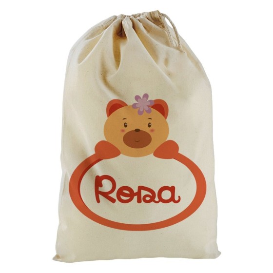 Sacchetto nascita bimba personalizzato con nome orsetto Divertenti