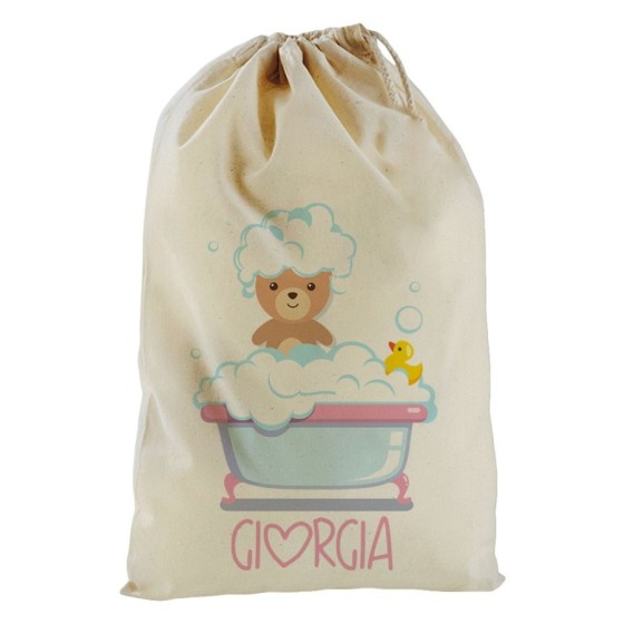 Sacchetto nascita bimbo personalizzato con nome baby bear con paperella Divertenti