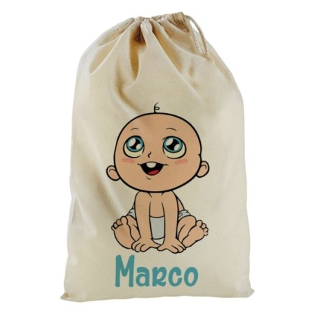 Sacchetto nascita bimbo personalizzato con nome bimbo con...