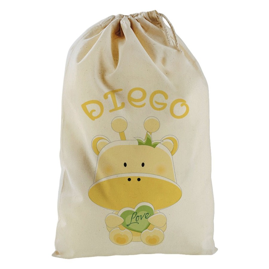 Sacchetto nascita bimbo personalizzato con nome giraffa Divertenti