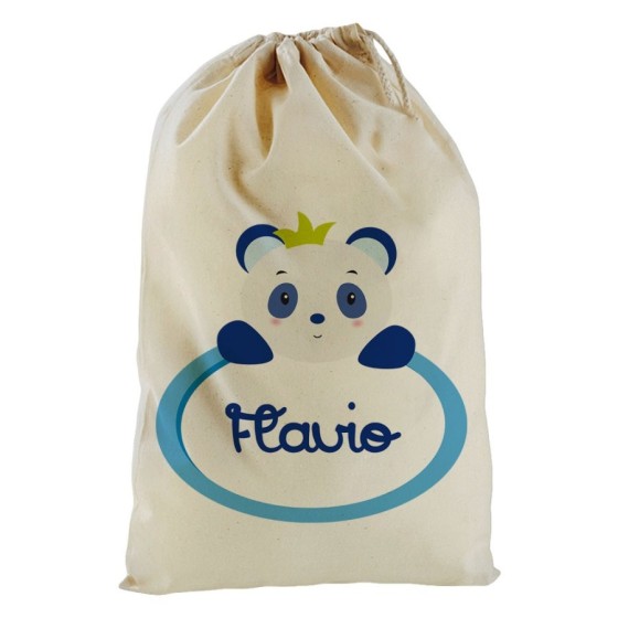 Sacchetto nascita bimbo personalizzato con nome panda Divertenti