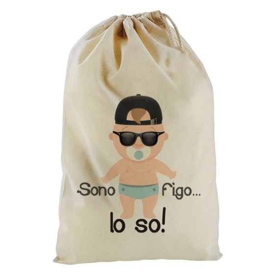 Sacchetto nascita bimbo sono figo lo so streetwear Divertenti