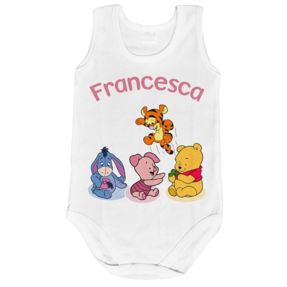 Body neonato personalizzato con nome winnie e tigro e pimpi e ih-oh Cartoon