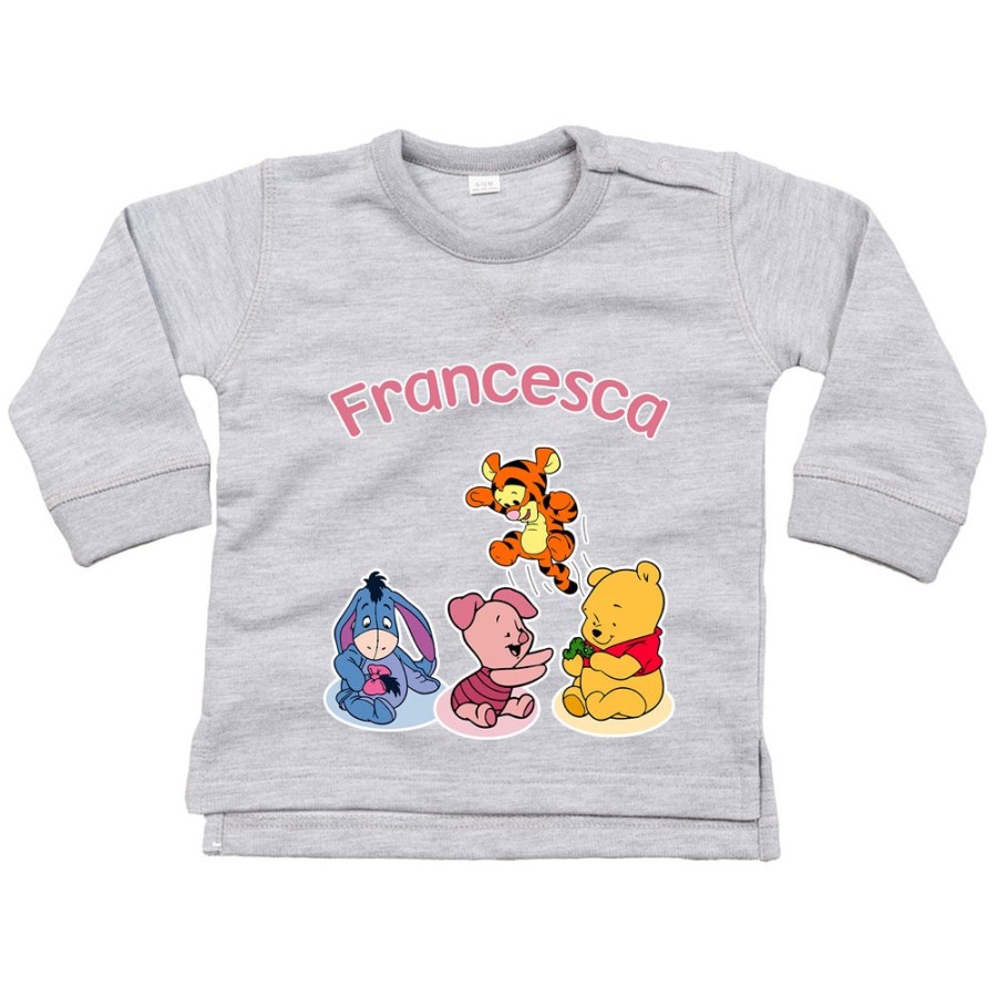 Felpa neonato personalizzata con nome winnie e tigro e pimpi e ih-oh Cartoon
