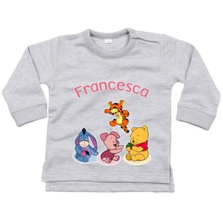Felpa neonato personalizzata con nome winnie e tigro e...