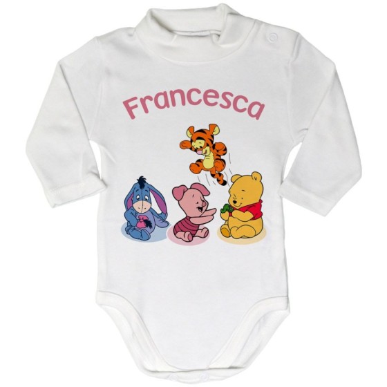 Body lupetto neonato personalizzato con nome winnie e tigro e pimpi e ih-oh Cartoon