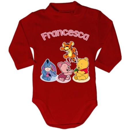 Body lupetto neonato personalizzato con nome winnie e tigro e pimpi e ih-oh Cartoon