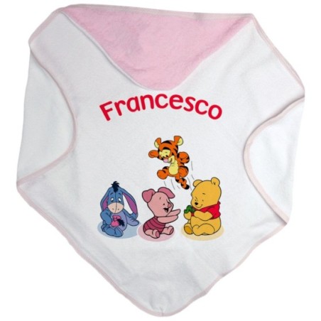 Accappatoio neonato personalizzato con nome winnie e tigro e pimpi e ih-oh Cartoon