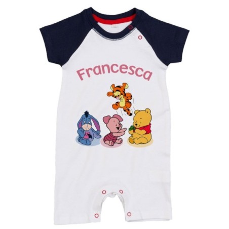 Pagliaccetto neonato personalizzato con nome winnie e tigro e pimpi e ih-oh Cartoon