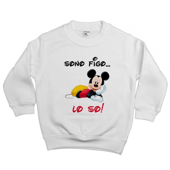 Felpa bambino sono figo lo so con topolino Cartoon