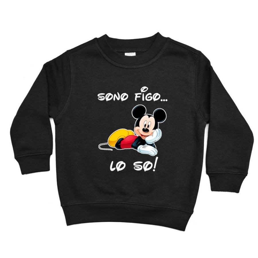 Felpa bambino sono figo lo so con topolino Cartoon