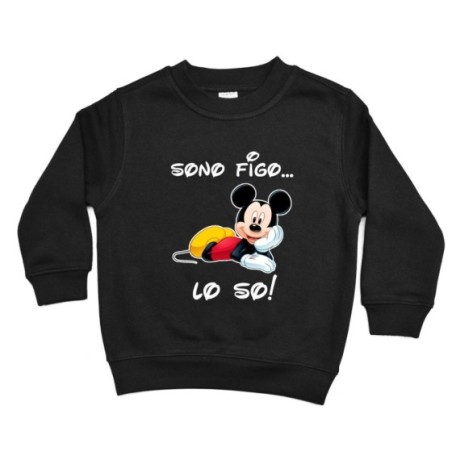 Felpa bambino sono figo lo so con topolino Cartoon