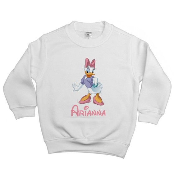 Felpa bambina personalizzata con nome paperina Cartoon