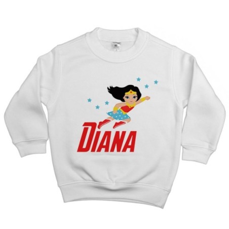 Felpa bambina personalizzata con nome baby wonder woman Cartoon