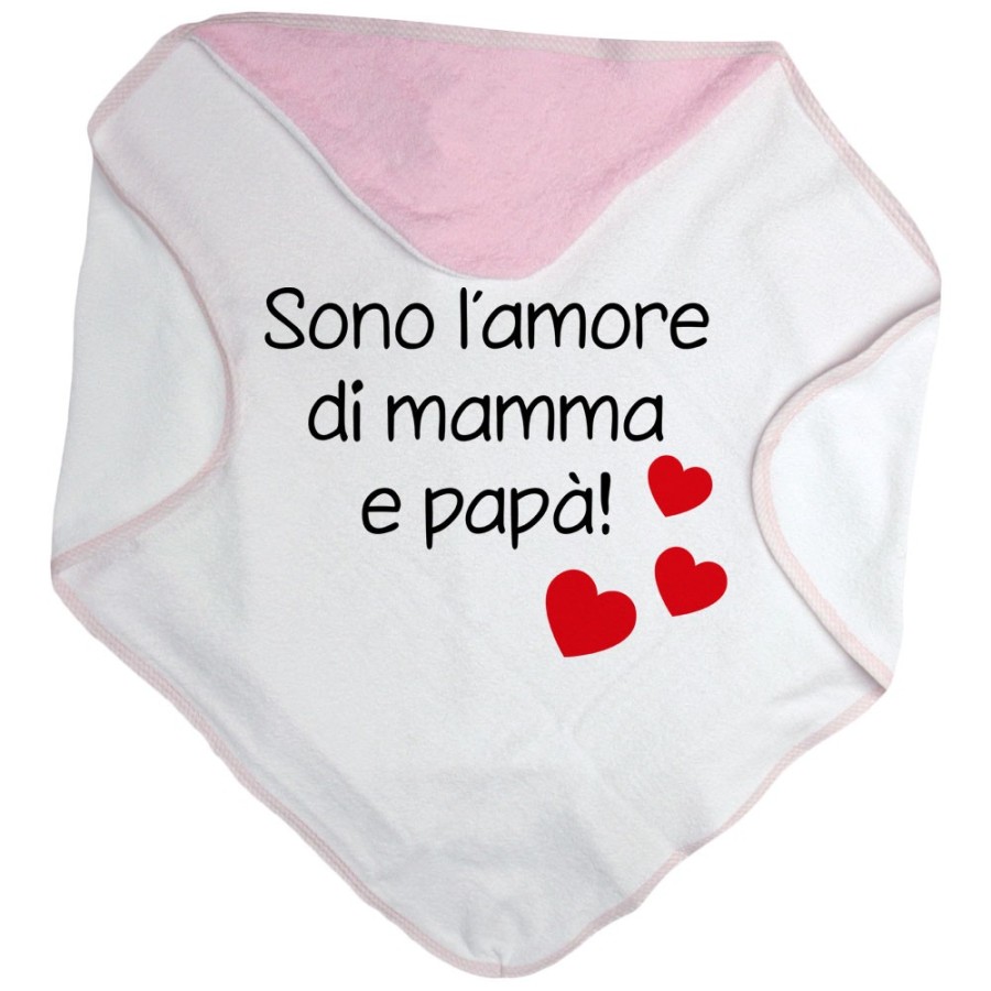 Accappatoio neonato sono l'amore di mamma e papà con cuoricini Per la famiglia