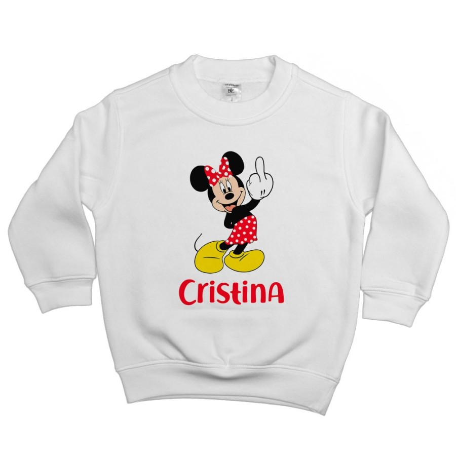 Felpa bambino personalizzata con nome topolino - minnie dito medio Cartoon