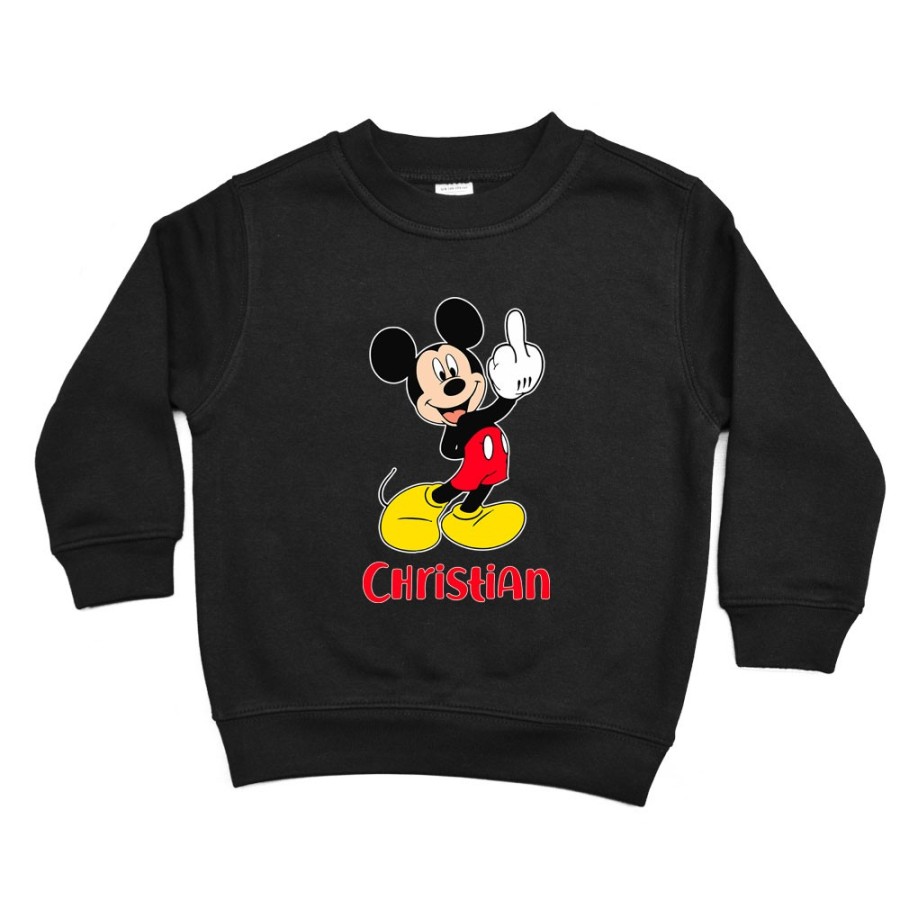 Felpa bambino personalizzata con nome topolino - minnie dito medio Cartoon