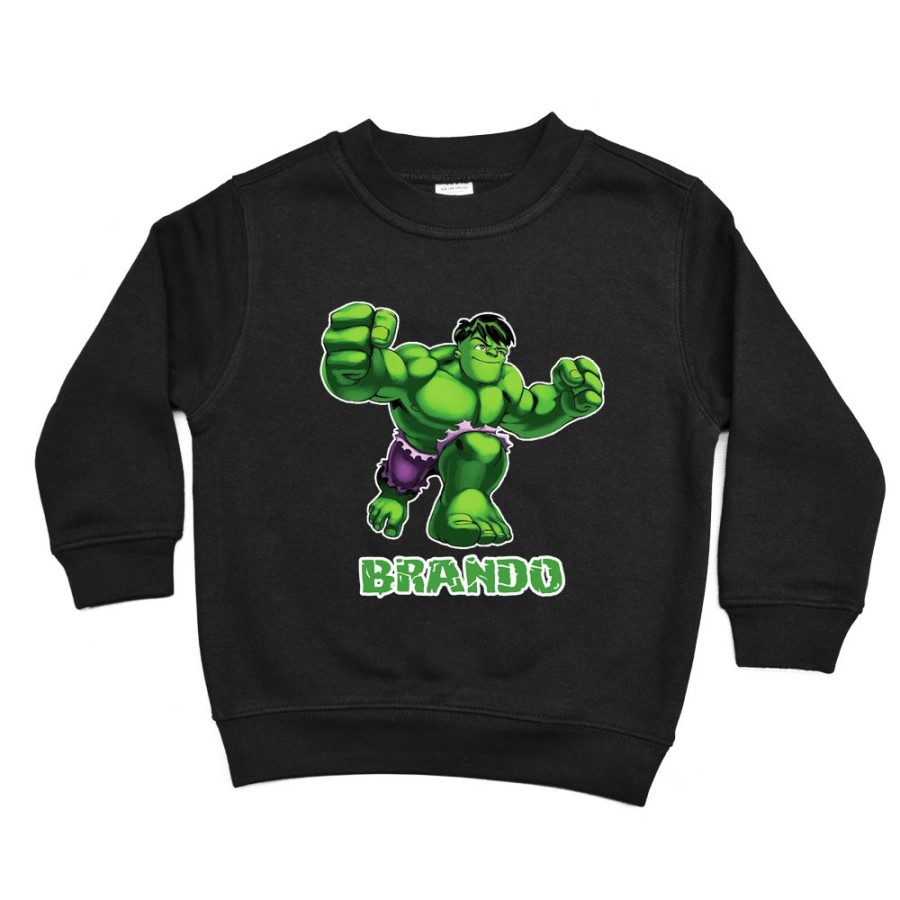 Felpa bambino personalizzata con nome hulk Cartoon