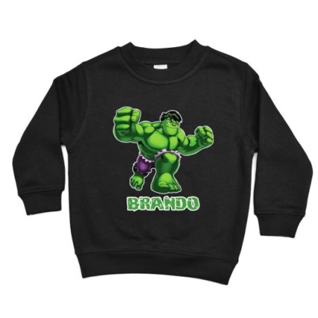 Felpa bambino personalizzata con nome hulk Cartoon