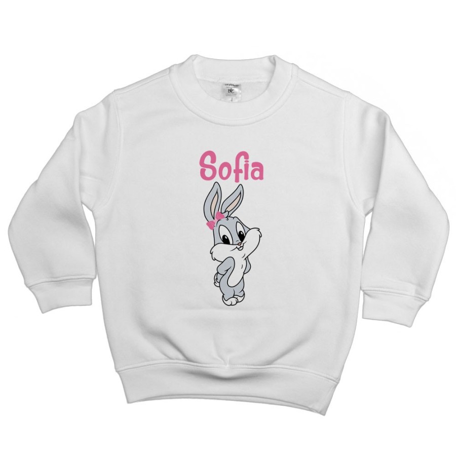 Felpa bambino personalizzata con nome bugs bunny - lola bunny Cartoon