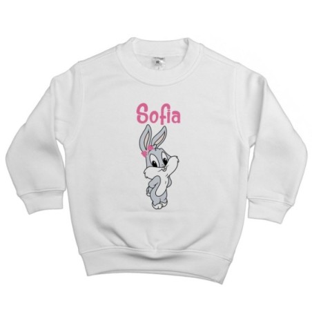 Felpa bambino personalizzata con nome bugs bunny - lola bunny Cartoon