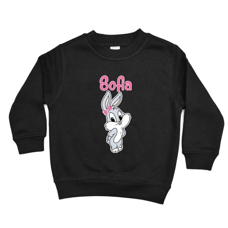 Felpa bambino personalizzata con nome bugs bunny - lola bunny Cartoon