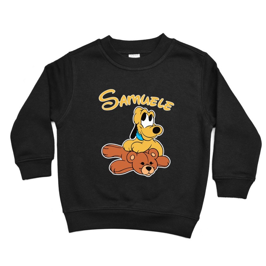 Felpa bambino personalizzata con nome pluto con orsetto Cartoon