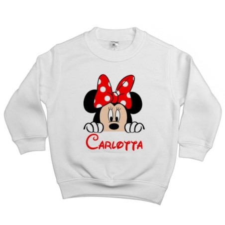 Felpa bambina personalizzata con nome minnie che esce...