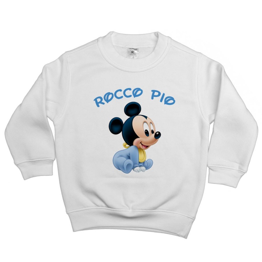 Felpa bambino personalizzata con nome baby topolino seduto Cartoon