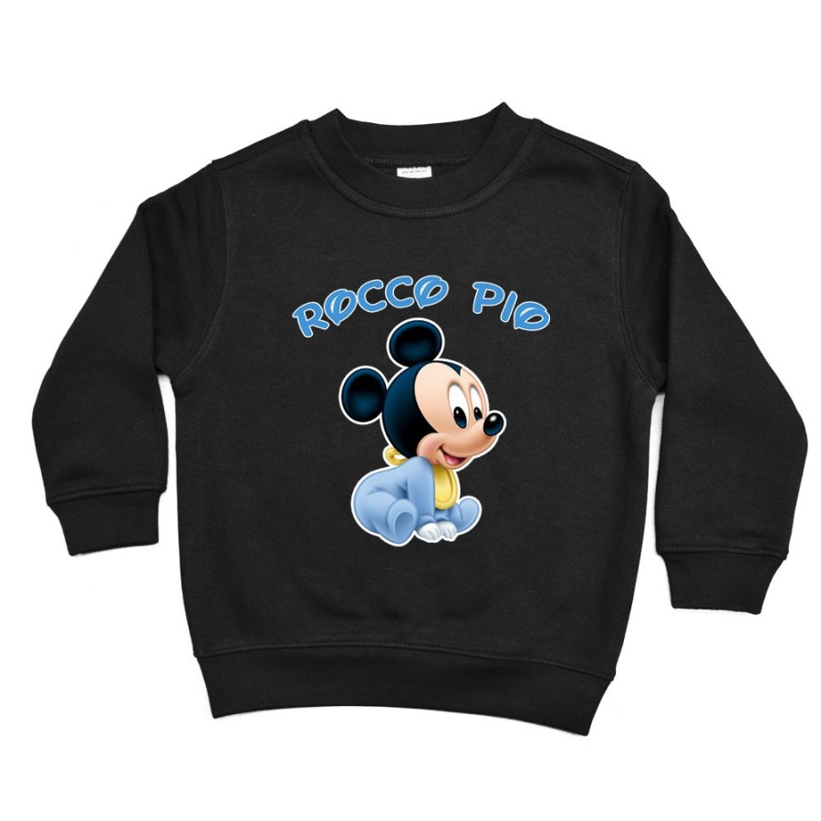 Felpa bambino personalizzata con nome baby topolino seduto Cartoon