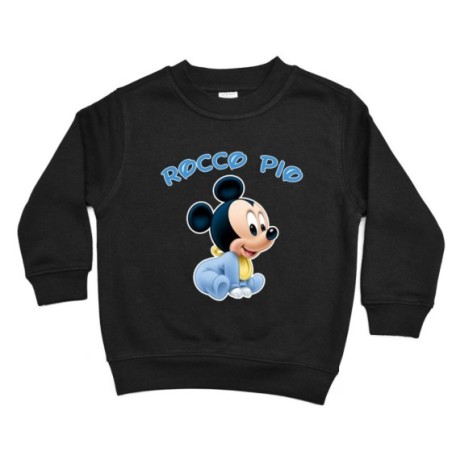 Felpa bambino personalizzata con nome baby topolino seduto Cartoon