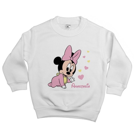 Felpa bambina personalizzata con nome baby minnie Cartoon