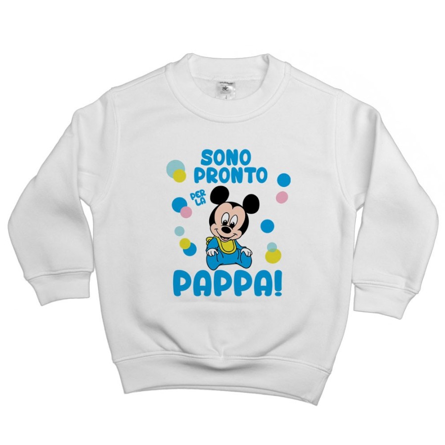 Felpa bambino sono pronto per la pappa baby topolino Cartoon