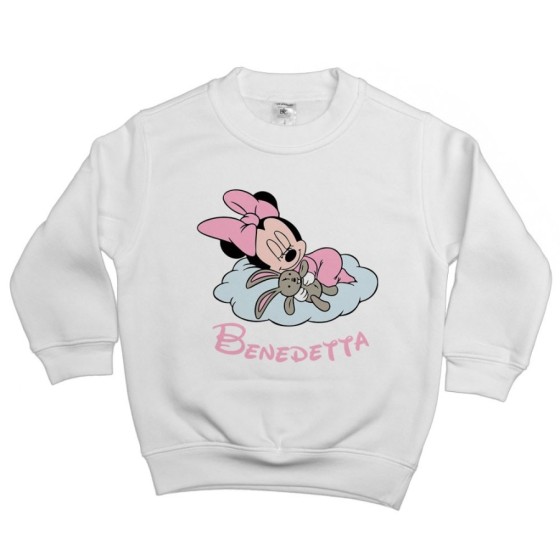 Felpa bambina personalizzata con nome minnie sleeping Cartoon
