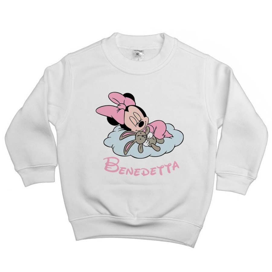 Felpa bambina personalizzata con nome minnie sleeping Cartoon